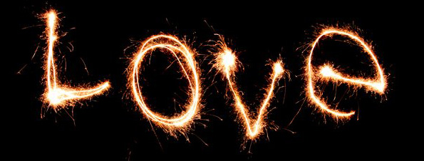Love spelled using sparklers